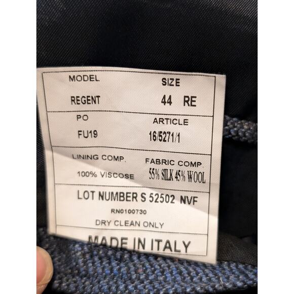 Zino Made in Italy Regent Blue Silk/Wool Two Button Men's Blazer Size 44R - Picture 6 of 8